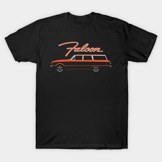 Orange 63 Falcon 2 Door Wagon T-Shirt by BriteDesign